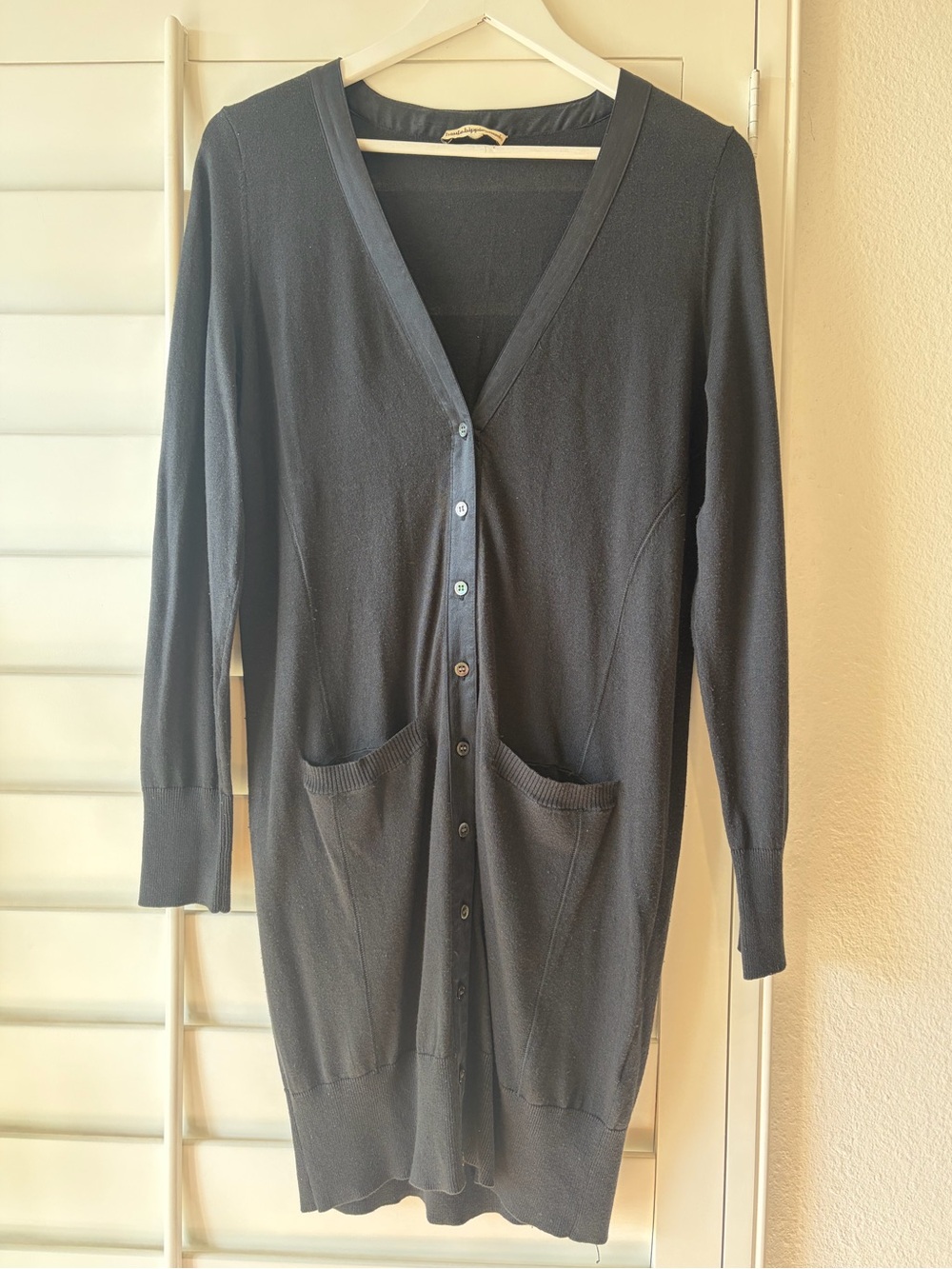 HAUTE HIPPIE NUDE GUC Long V-Neck Button Tunic Cardigan Sweater Duster S